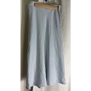 Urban Outfitters Silky / Satin Pale Blue Midi Skirt Size S Side Zip